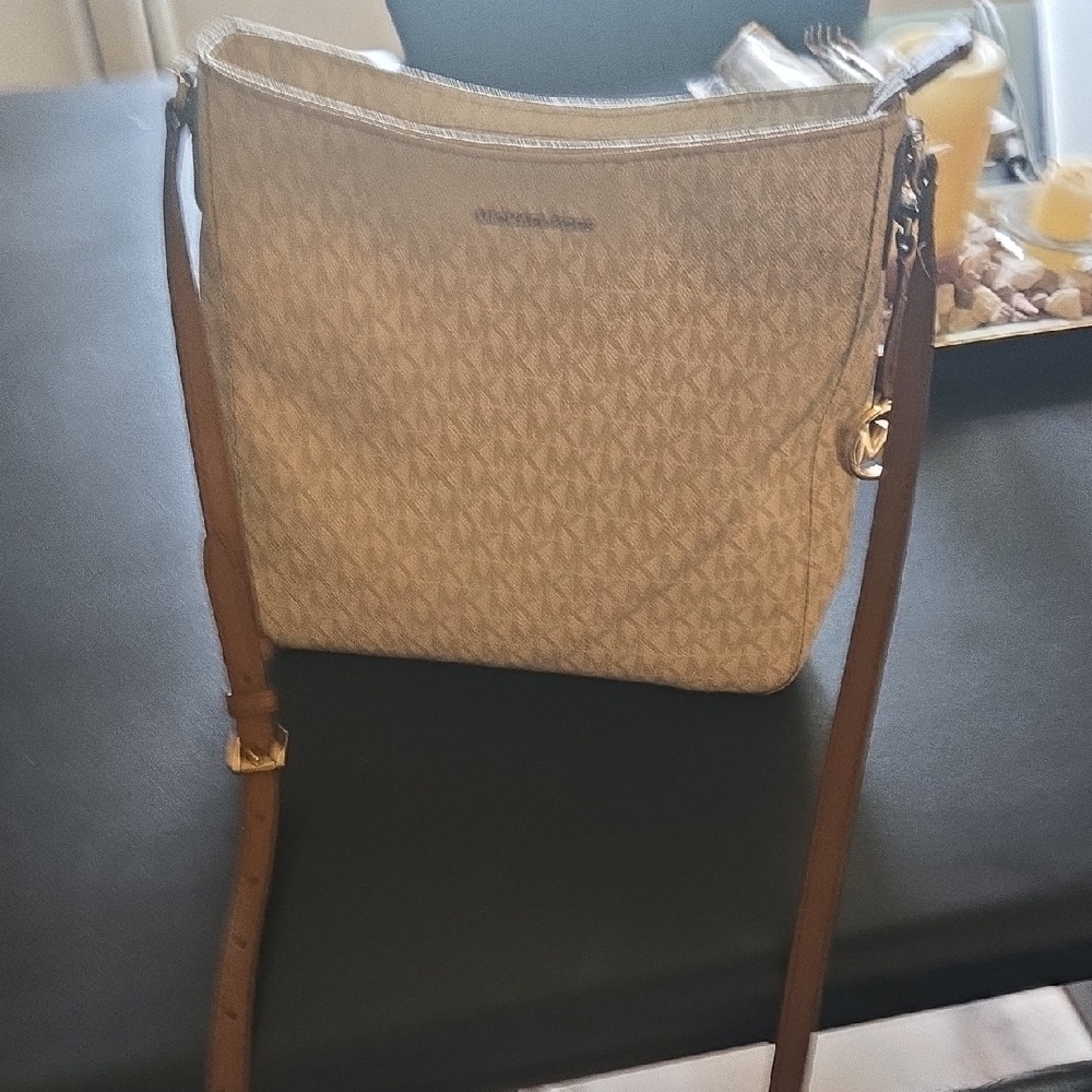 Michael Kors Beige and Brown Crossbody Bag
